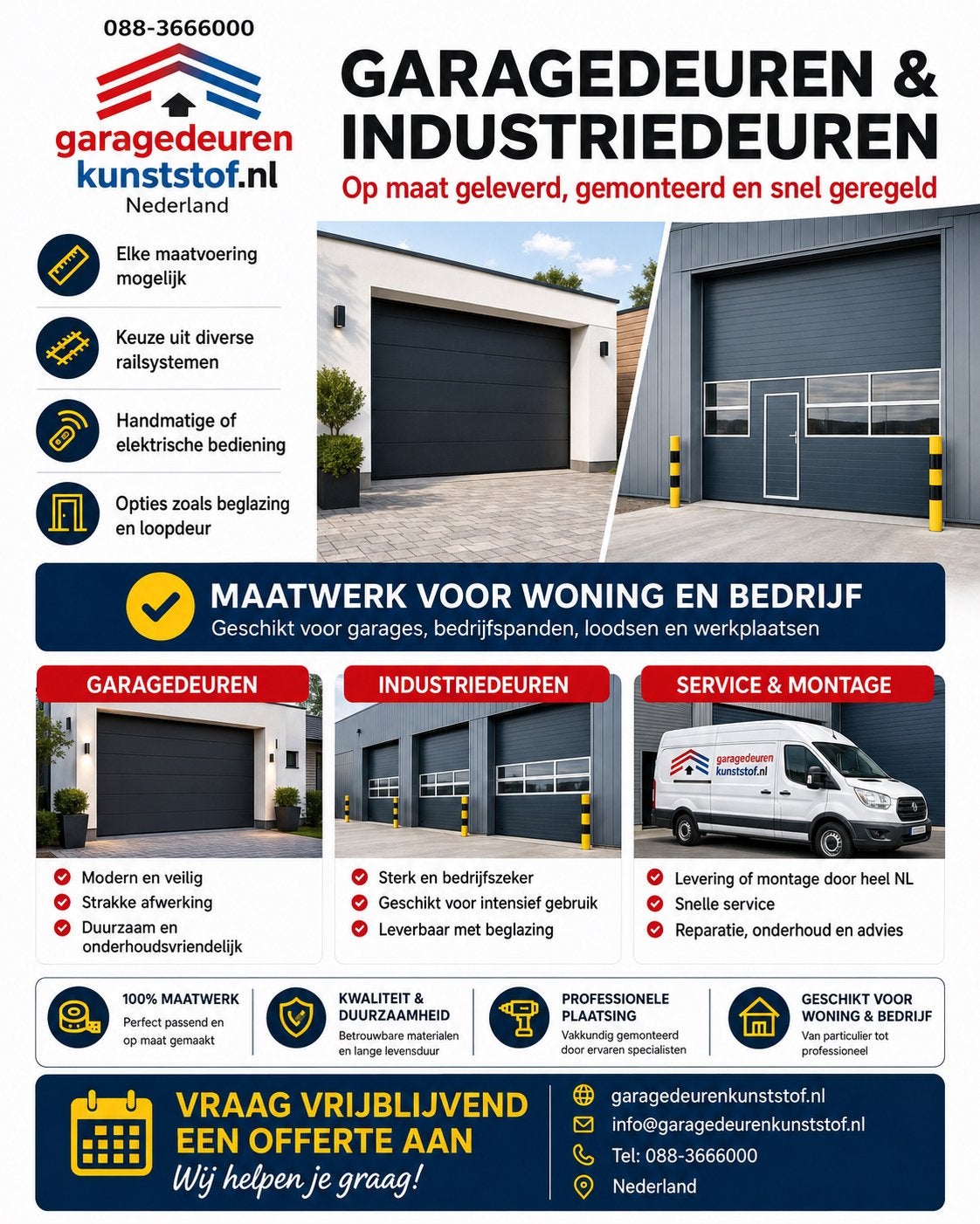 Volglas Industriedeuren, bedrijfsdeuren en overheaddeuren NL, Ophalen of Verzenden, Nieuw, Garagedeur