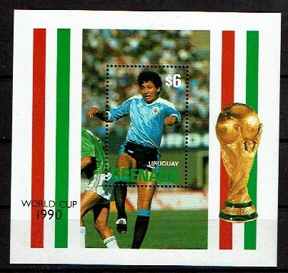 GRENADA 1990 PF BLOK VOETBAL SPORT SOCCER, Ophalen of Verzenden, Postfris, Sport