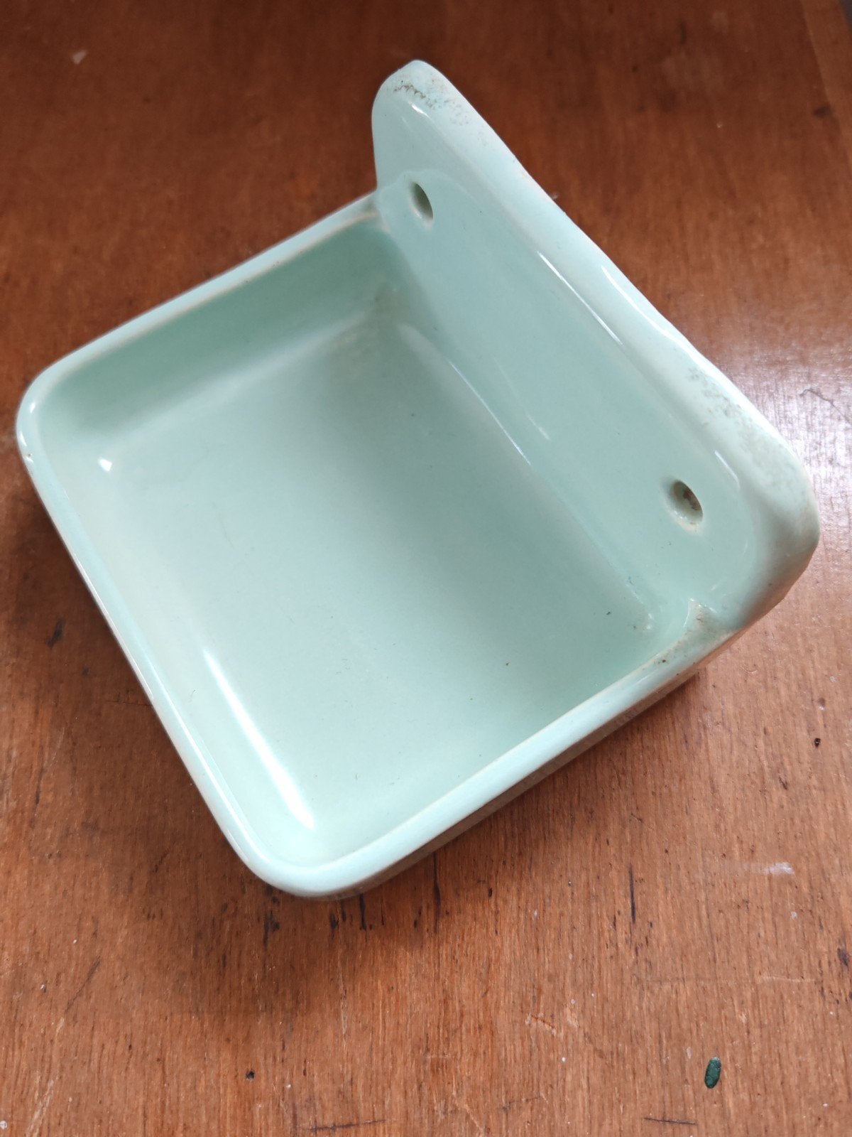 Vintage lichtgroen keramisch zeepbakje, Ophalen of Verzenden