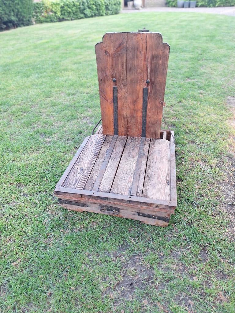 Antieke eiken houten bascule weegschaal, Antiek en Kunst, Ophalen of Verzenden