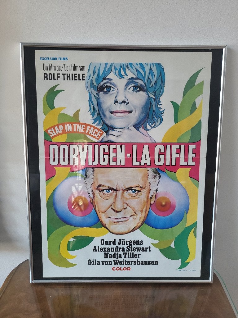 Vintage filmaffiche of poster, titel Oorvijgen, 1970, Ophalen of Verzenden, Gebruikt, A1 t/m A3, Film en Tv