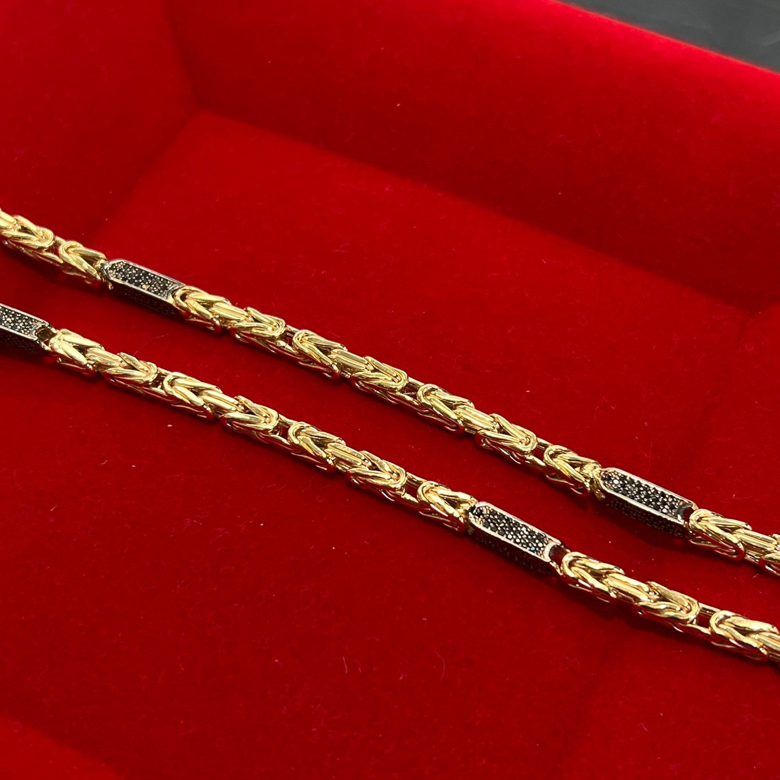 14 karaat gouden koningsketting schakel onyx stenen, Ophalen of Verzenden, Nieuw, Goud