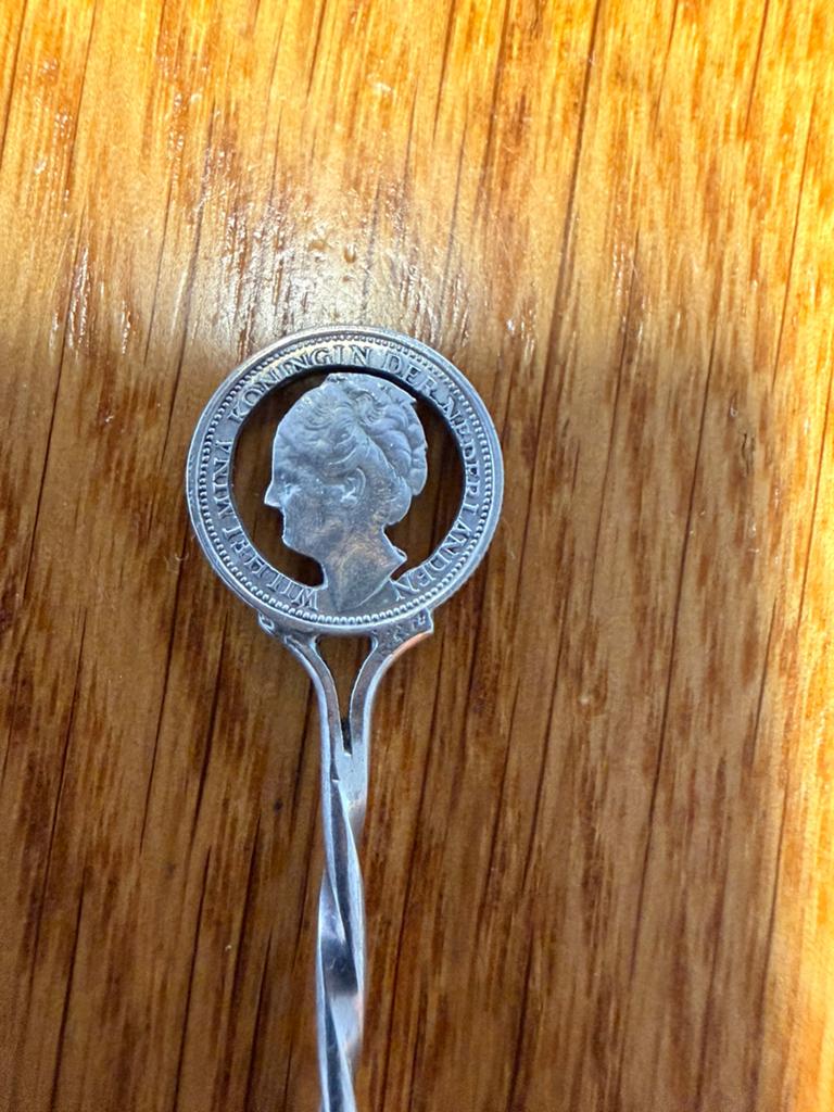 Wilhelmina dubbeltje kwartje lepel UNIEK zilver, Ophalen of Verzenden, Nederland, Munten
