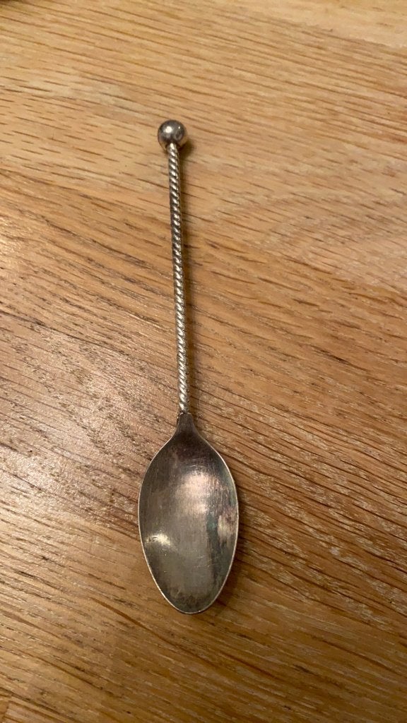 Douwe Egberts stijlappel zwaar verzilverd Hooykaas lepeltje, Ophalen of Verzenden