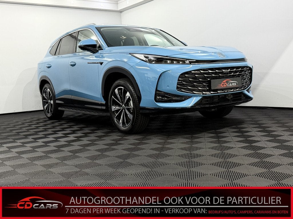 MG EHS 1.5 PHEV Luxury 272PK Leder, 360 Camera, Navi, Cruise, Auto's, MG, Gebruikt, 4 cilinders, Blauw, Leder
