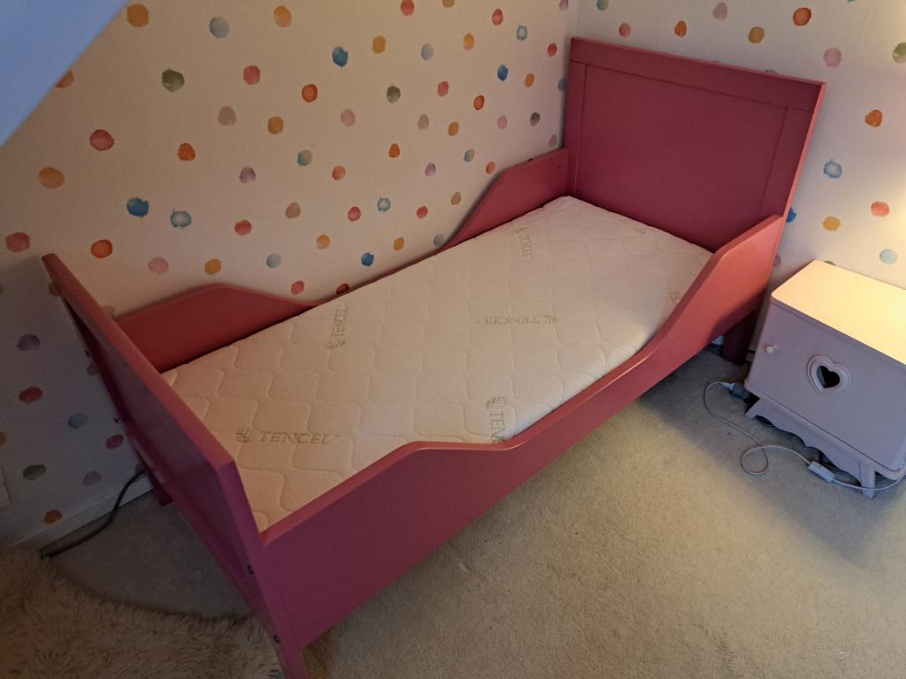 Roze Bopita kinderbed ledikant, Gebruikt, 70 tot 85 cm, 140 tot 160 cm, Ophalen