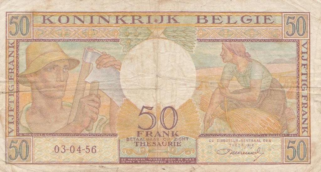 Belgie 50 Frank 03.04.1956, Ophalen of Verzenden, Los biljet