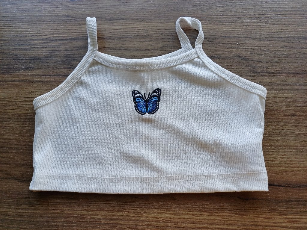 creme topje met vlinder Shein mt 7 jr, Kinderen en Baby's, Kinderkleding | Maat 122, Gebruikt, Meisje, Shein, Ophalen of Verzenden