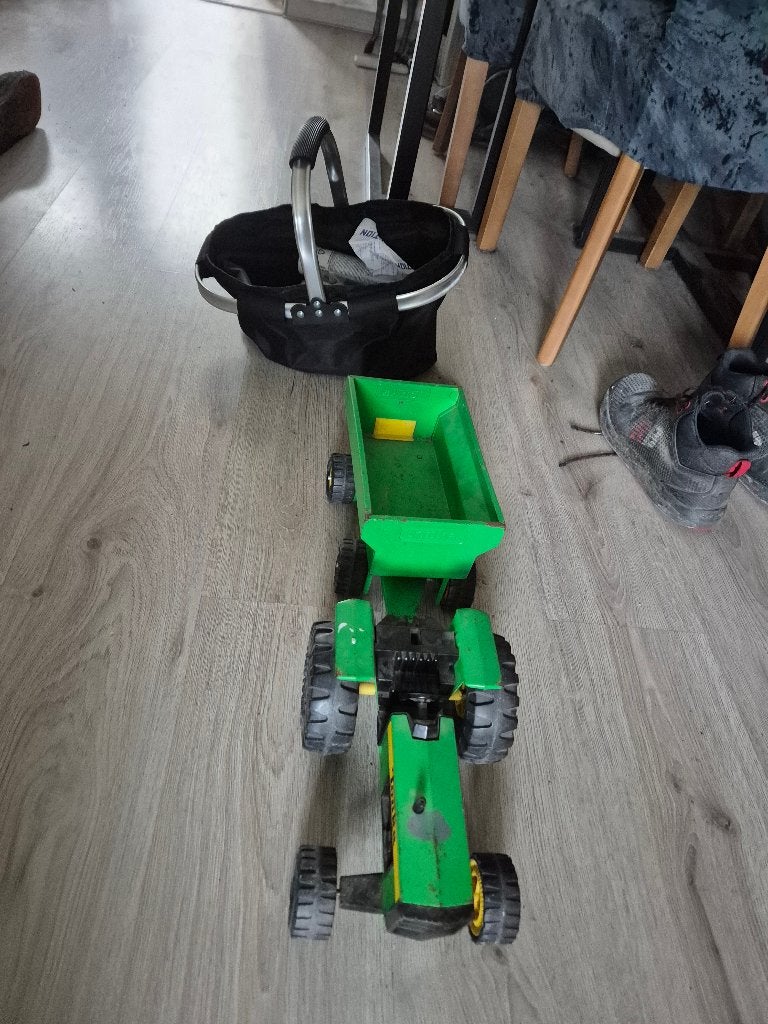 tonka tractor met aanhanger groen zie foto, Ophalen of Verzenden, Gebruikt
