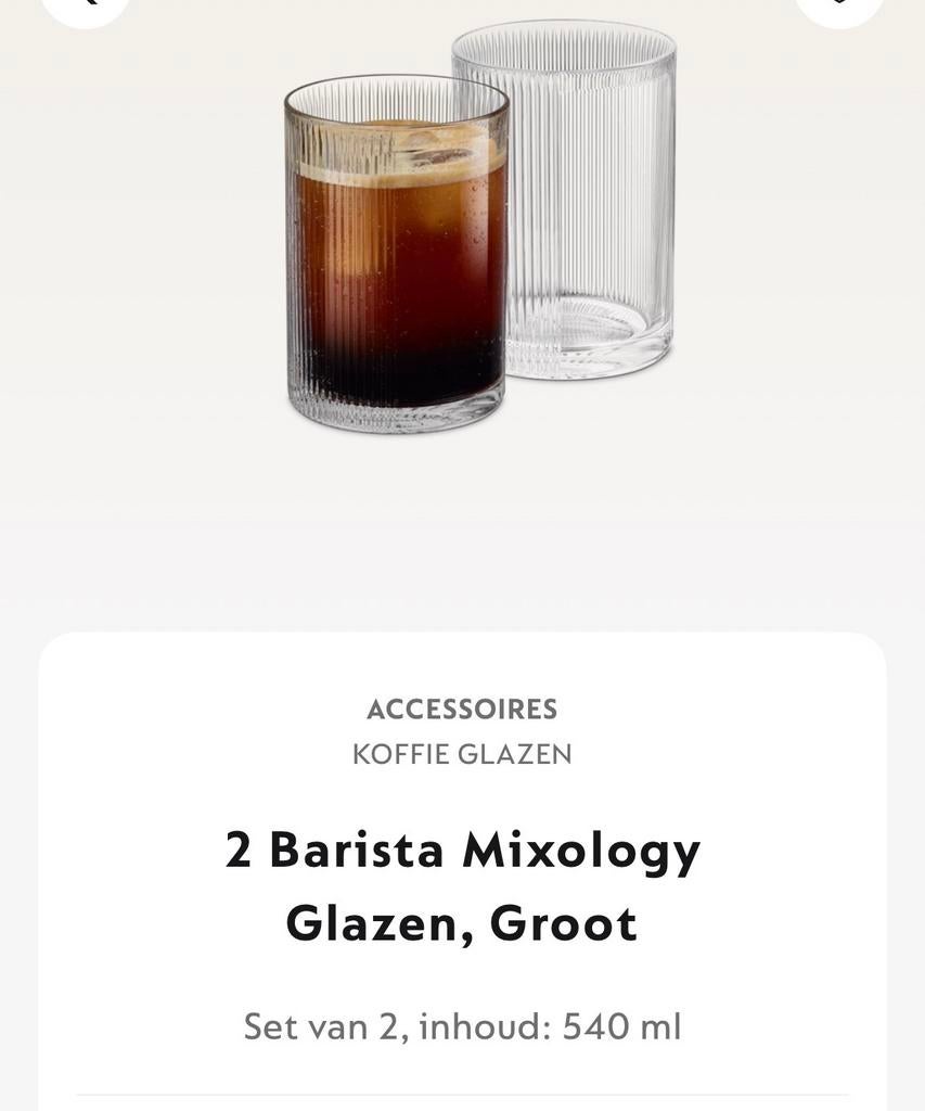 Nespresso Barista Mixology Glazen, Groot (set van 2), Nieuw, Ophalen of Verzenden, Overige merken, Glas
