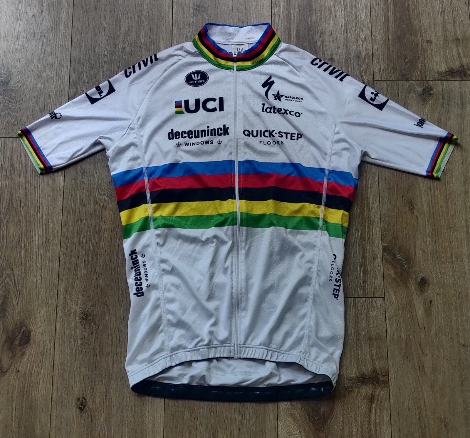 Wielershirt regenboogtrui Quick Step Alaphilippe, Ophalen of Verzenden, Gebruikt, Kleding