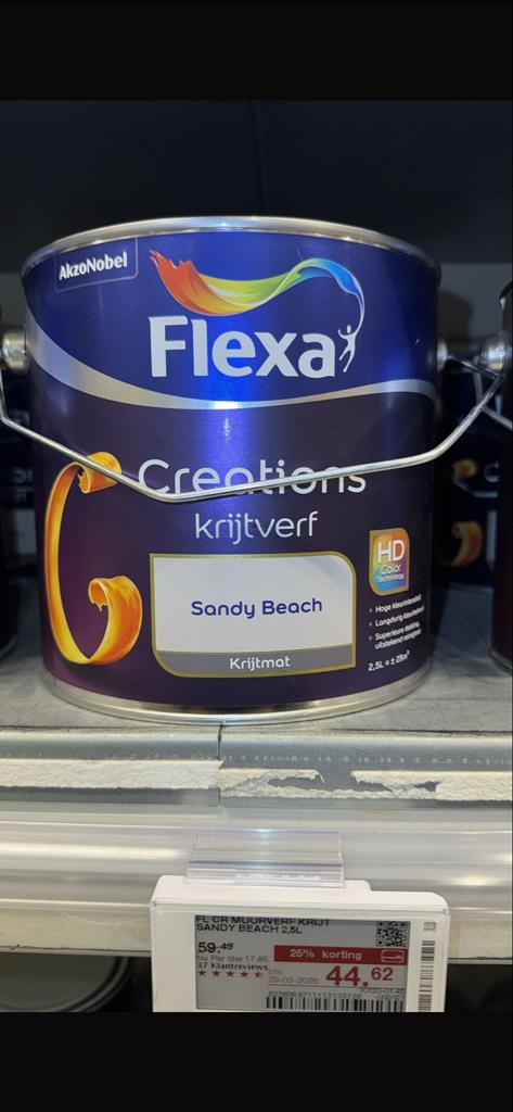 Flexa Creations krijtverf Sandy Beach 10L, Beige, Nieuw, Ophalen of Verzenden, Verf