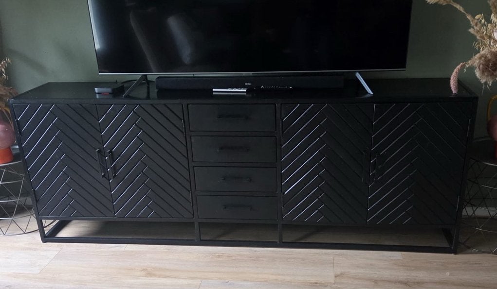 Starfurn dressoir mangohout zwart industrieel, Ophalen, Gebruikt, 200 cm of meer, 25 tot 50 cm