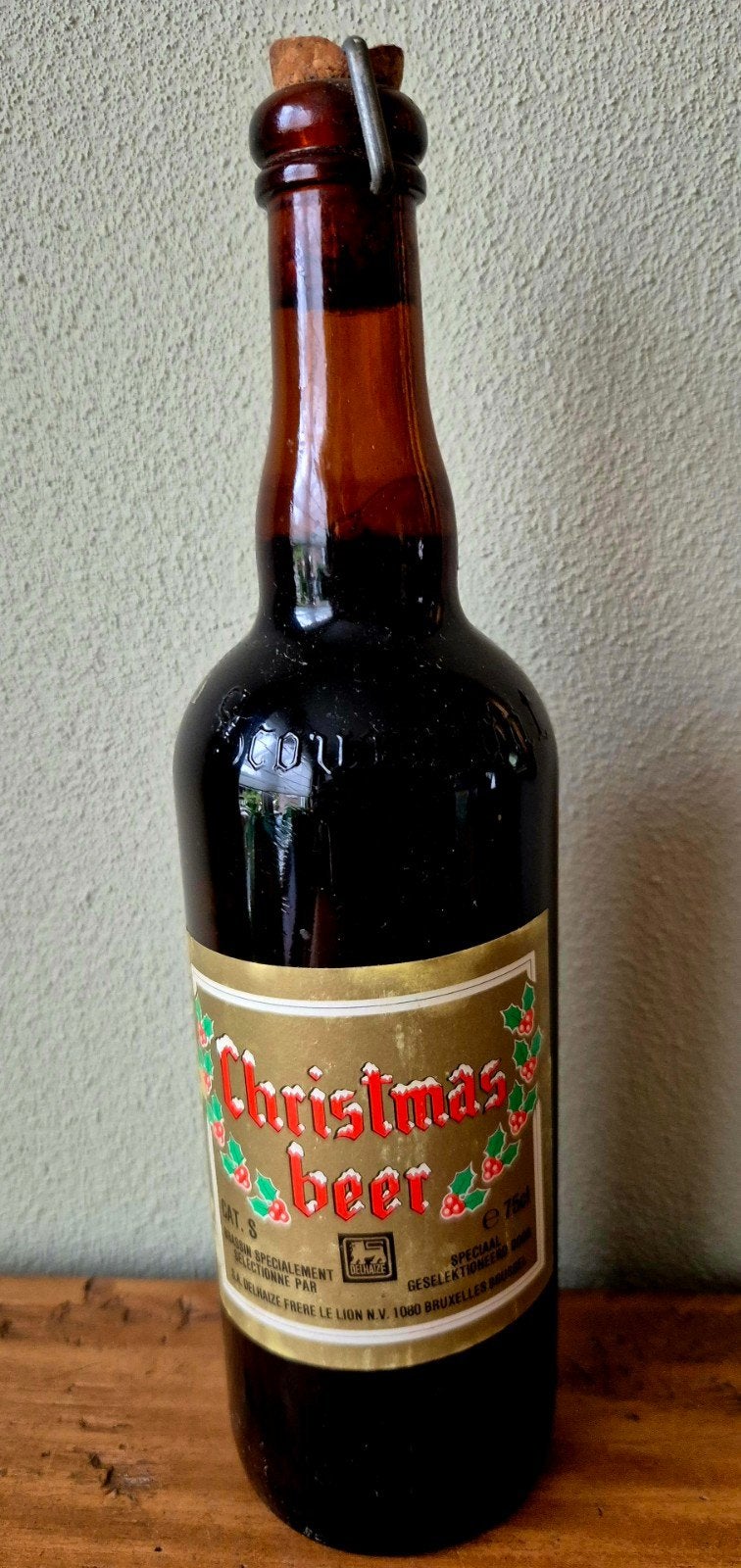 Fles Kerst Abdij bier Delhaize Frère Le Lion, Brussel. proef, Ophalen of Verzenden, Zo goed als nieuw, Flesje(s), Overige merken