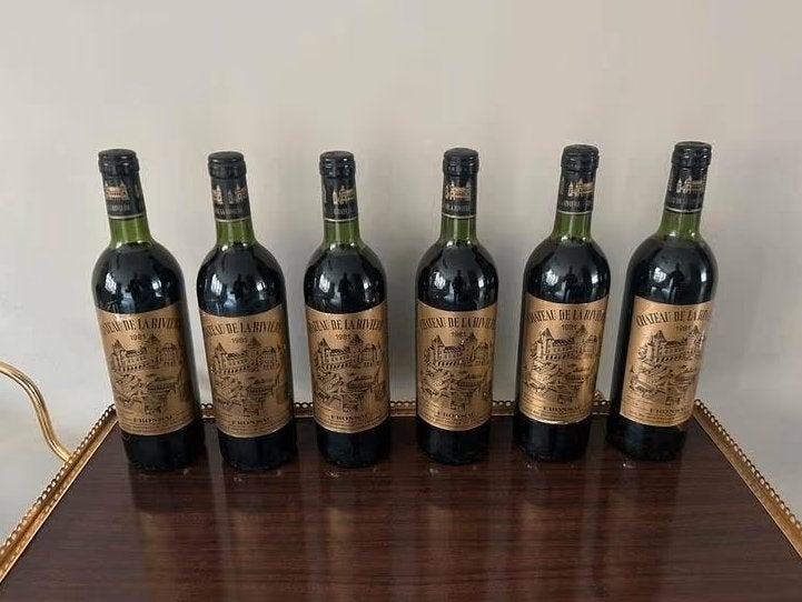 6 Flessen Chateau de la Riviere Fronsac 1981, Ophalen, Overige gebieden, Zo goed als nieuw, Rode wijn