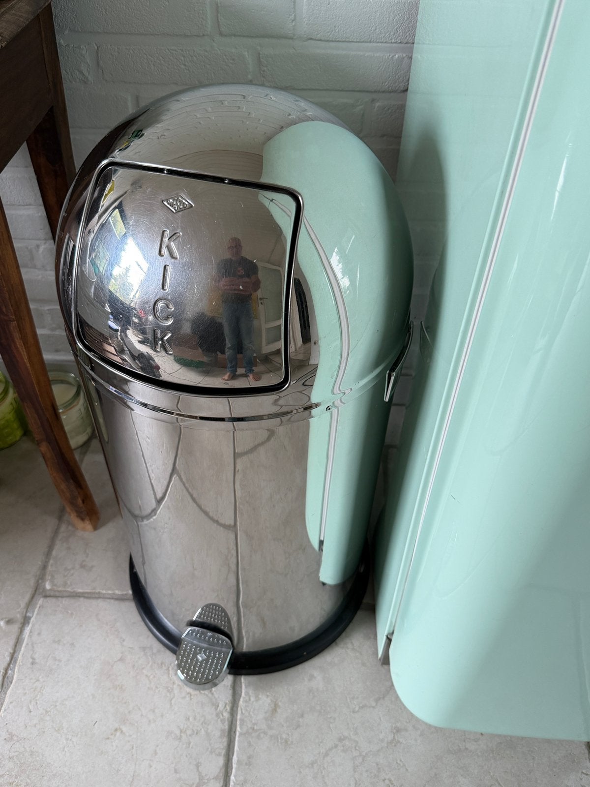 Wesco Kickboy in Chroom, Ophalen, Gebruikt, Met pedaal, 40 liter of meer