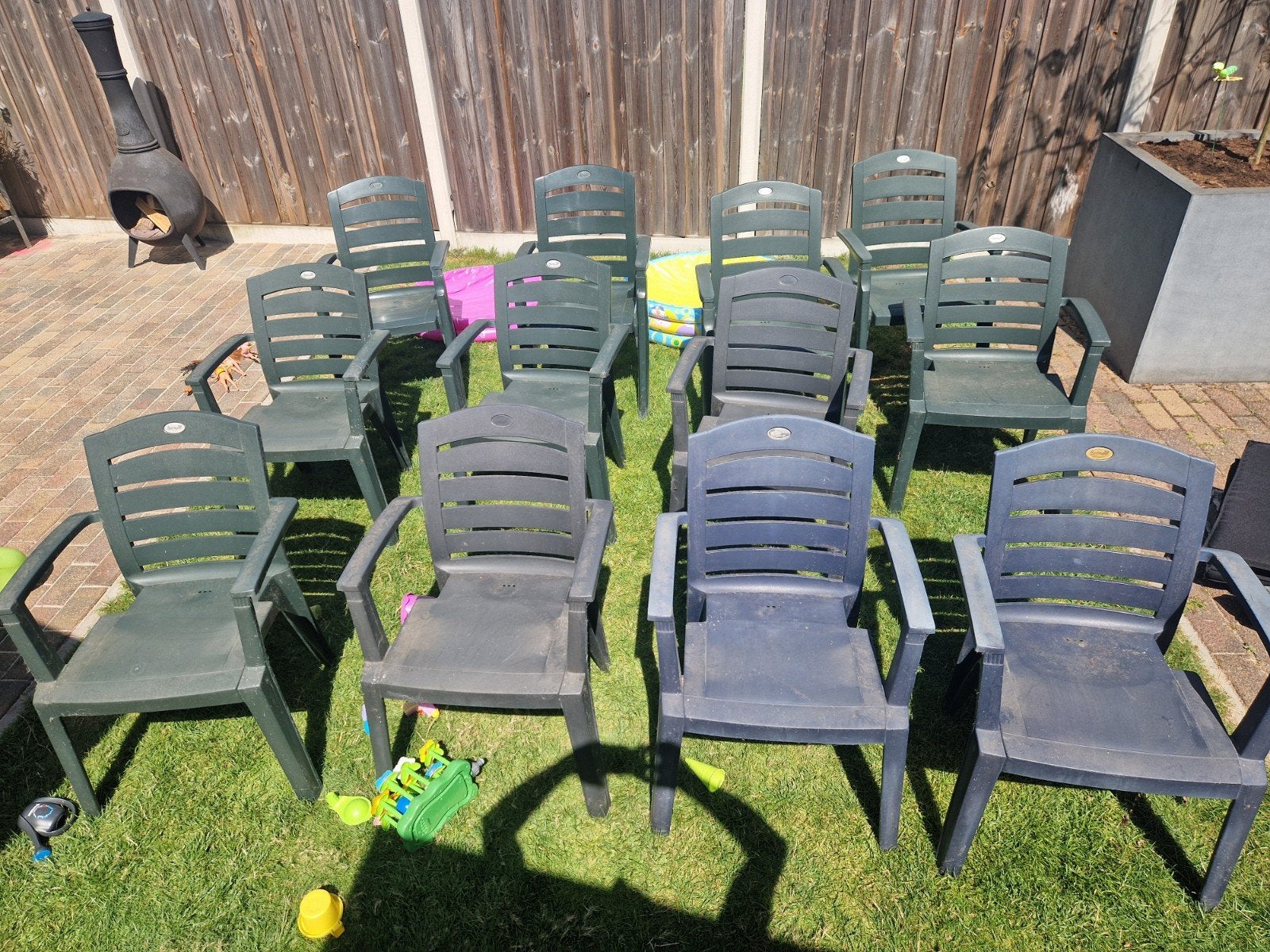 12x Hartman tuinstoel., Tuin en Terras, Ophalen, Gebruikt, Kunststof, Stapelbaar