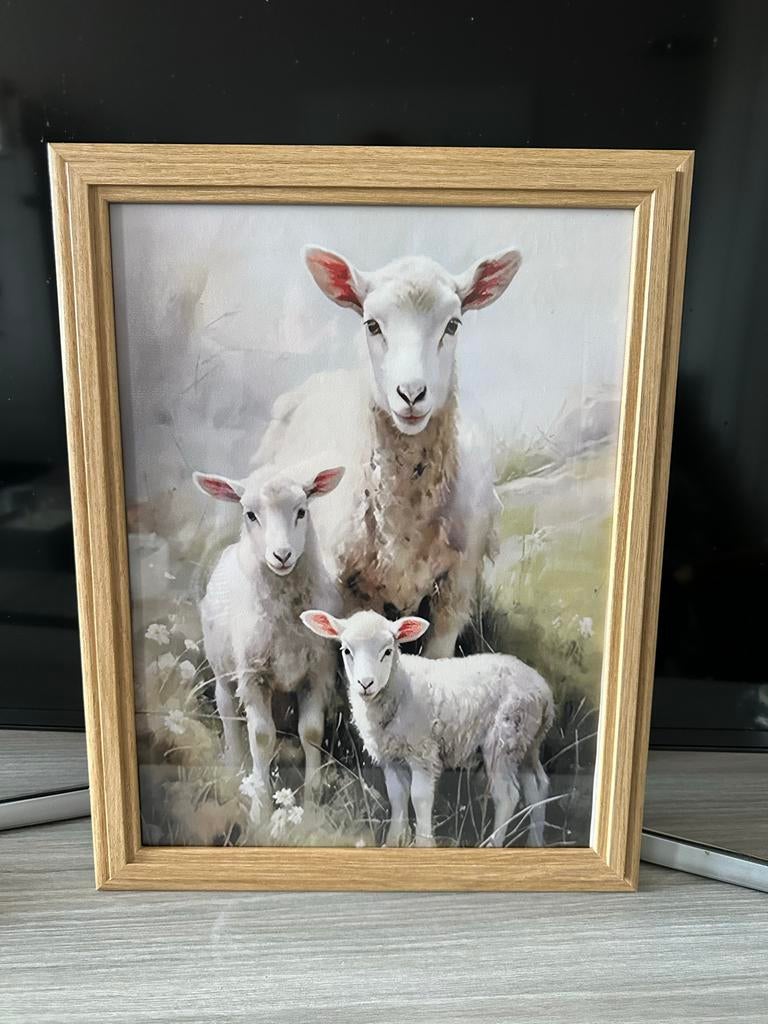 Schilderij schapen met lammetjes, Huis en Inrichting, Woonaccessoires | Schilderijen, Tekeningen en Foto's, Ophalen of Verzenden