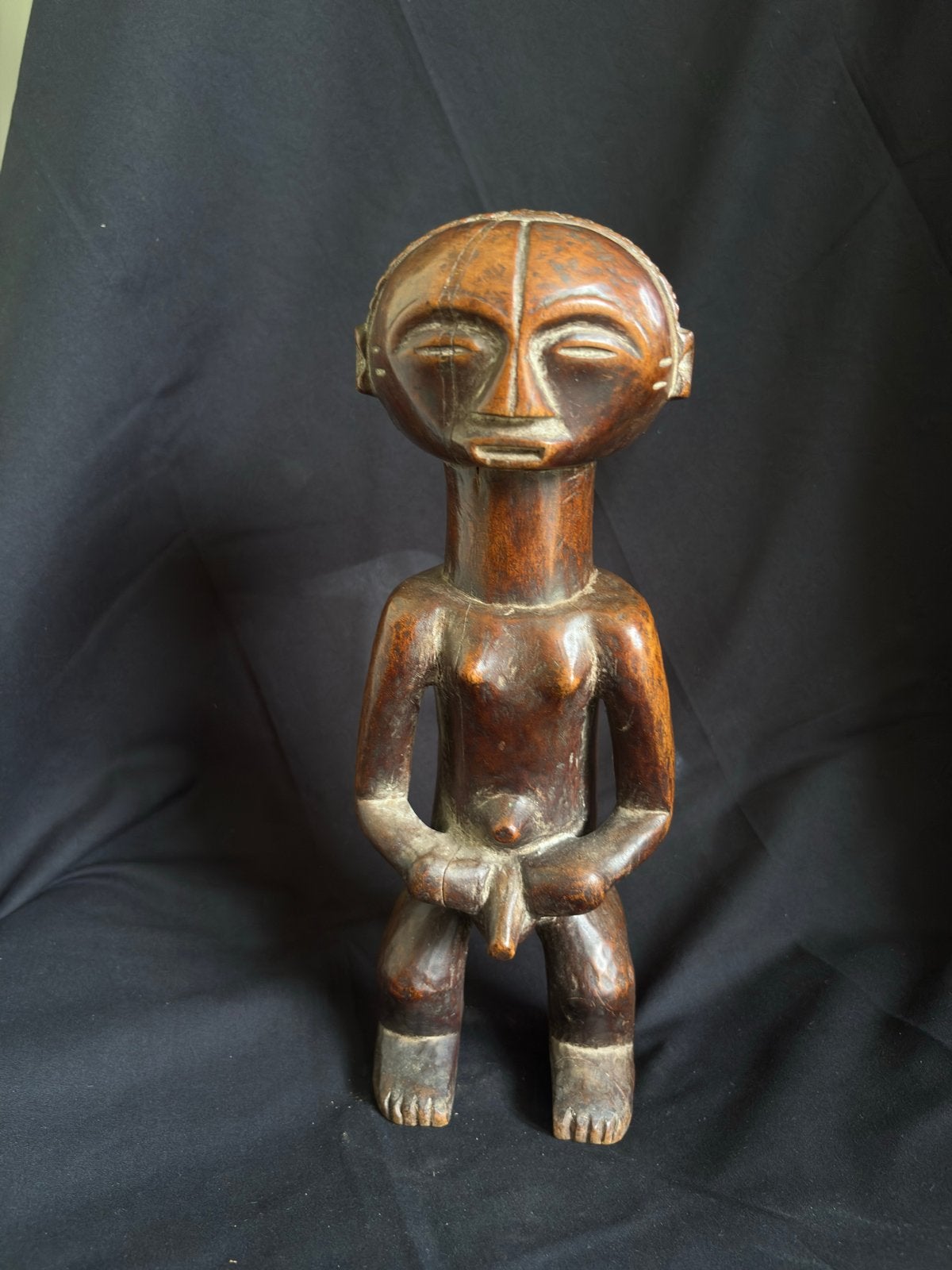 Antiek Afrikaans Beeld - Congo, Kalundwe, Hout, Bruin, Afrika, Ophalen of Verzenden