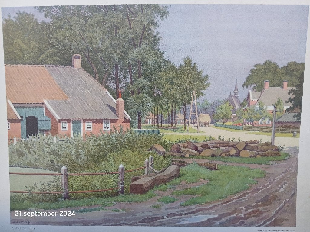 Schoolplaat Een gezicht in Eext door B. Bueninck 1919, Ophalen of Verzenden, Aardrijkskunde