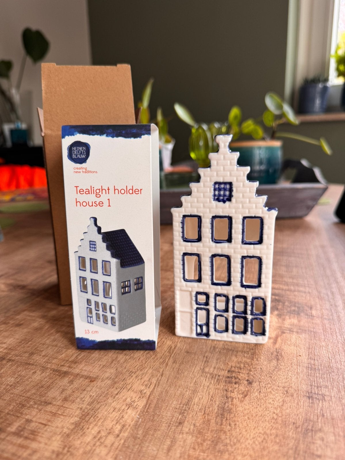 Heinen delfst blauw tealight/theelicht holland huisje 1, Overige materialen, Blauw, Nieuw, Ophalen of Verzenden