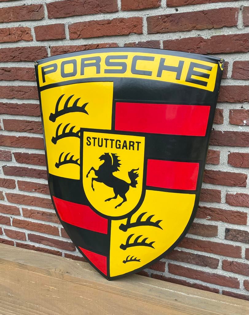 Porsche emaille bord ( 65 x 53 cm ), Ophalen, Zo goed als nieuw, Reclamebord