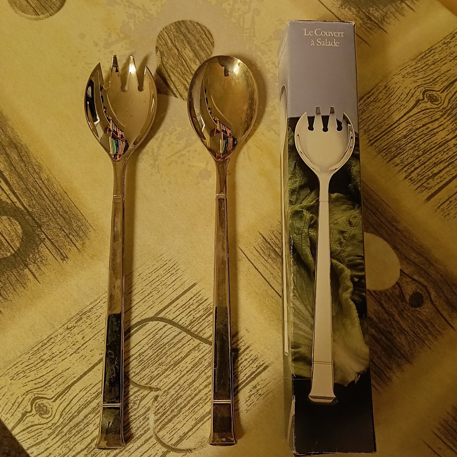 Saladebestek set - Le Couvert à Salade. Verzilverd, Overige typen, Zilver, Ophalen of Verzenden, Zo goed als nieuw