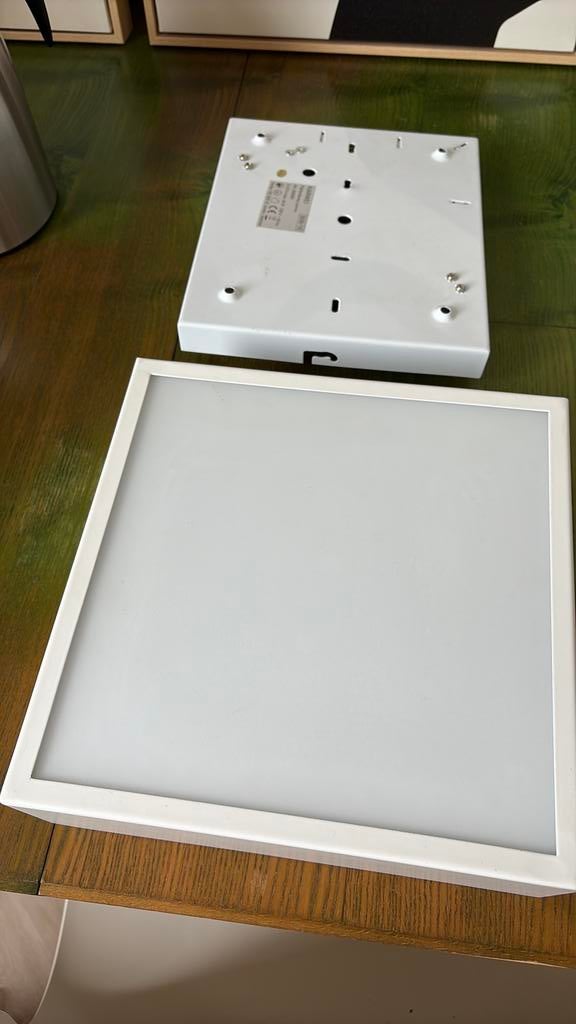 Vierkante metalen plafondlamp Karwei, Ophalen, Zo goed als nieuw, Metaal of Aluminium