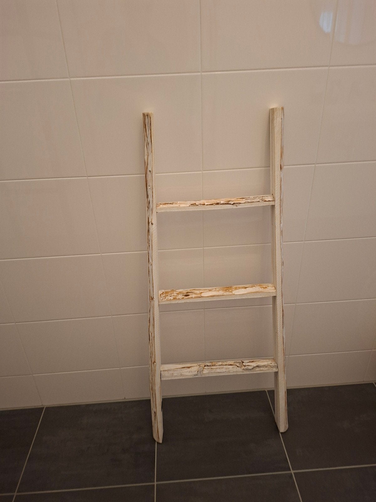 Decoratieve houten ladder - Vintage wit, Gebruikt, Ophalen of Verzenden, Wit, Vintage