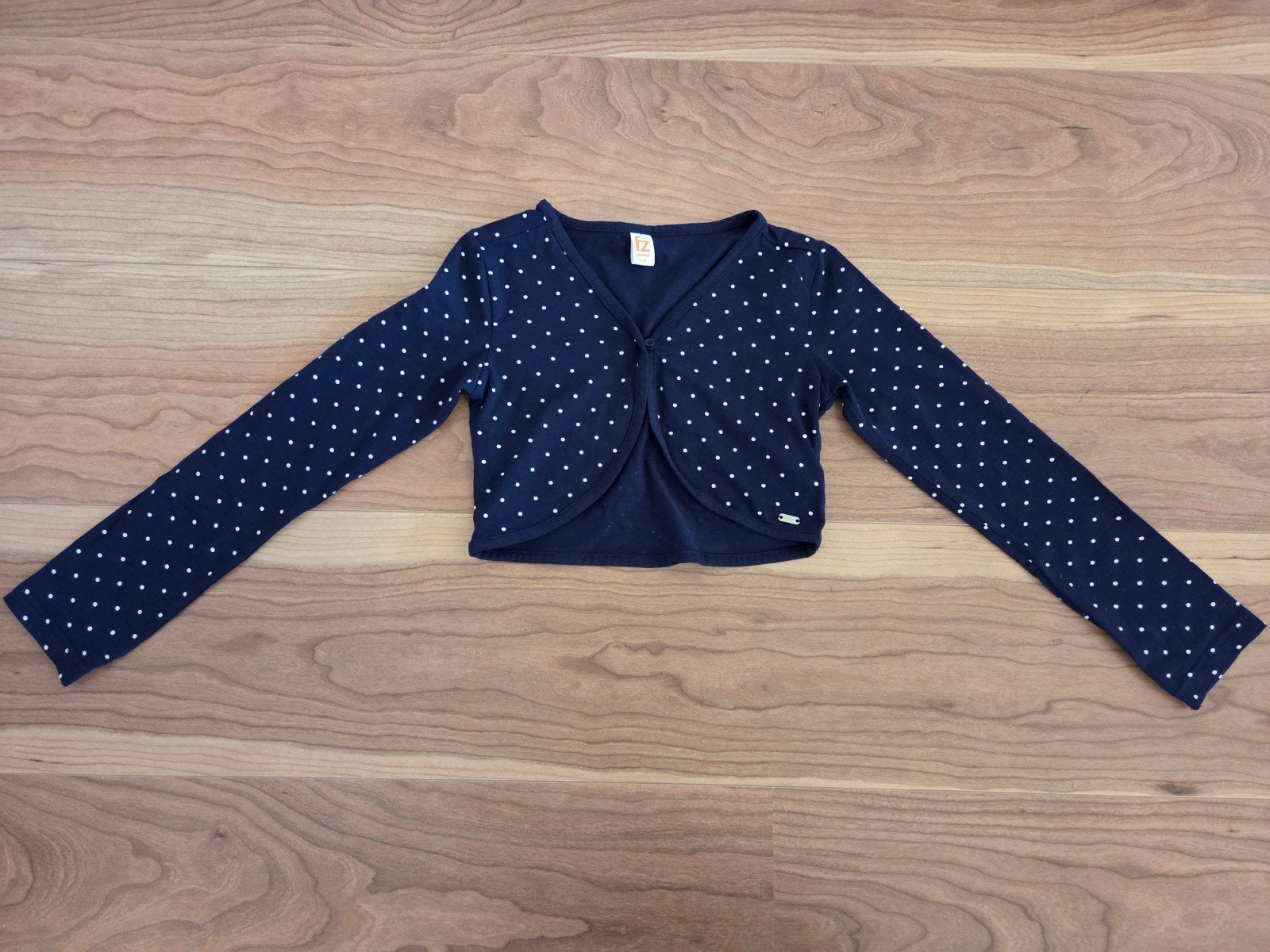 Bolero Donkerblauw met Witte Stippen Maat 128 Z.G.A.N., Kinderen en Baby's, Meisje, Trui of Vest, Frendz, Ophalen of Verzenden