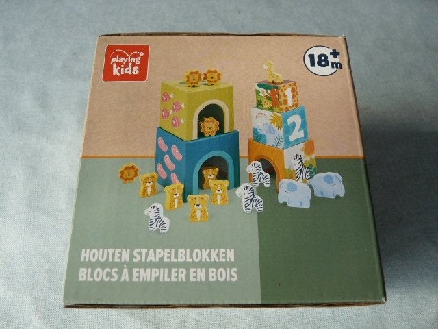 Safari Stapelblokken  met houten dieren Playing Kids Nieuw, Ophalen of Verzenden, Nieuw, Overige typen