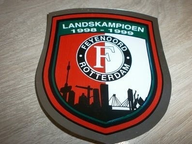 Feyenoord Stickers Schildje landskampioen 1998-1999, Ophalen of Verzenden, Nieuw, Feyenoord, Poster, Plaatje of Sticker