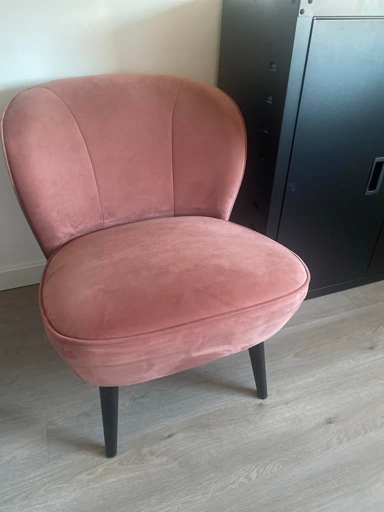 Tk Woood fauteuil Roze velvet- Zo goed als nieuw, Huis en Inrichting, Stoelen, Ophalen, Overige kleuren, Zo goed als nieuw, Eén