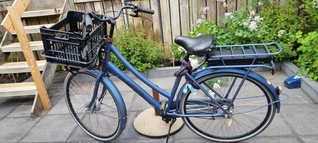 Cortina elektrische fiets met voordrager en mand, Fietsen en Brommers, Elektrische fietsen, Ophalen, Gebruikt, Cortina, 51 tot 55 cm