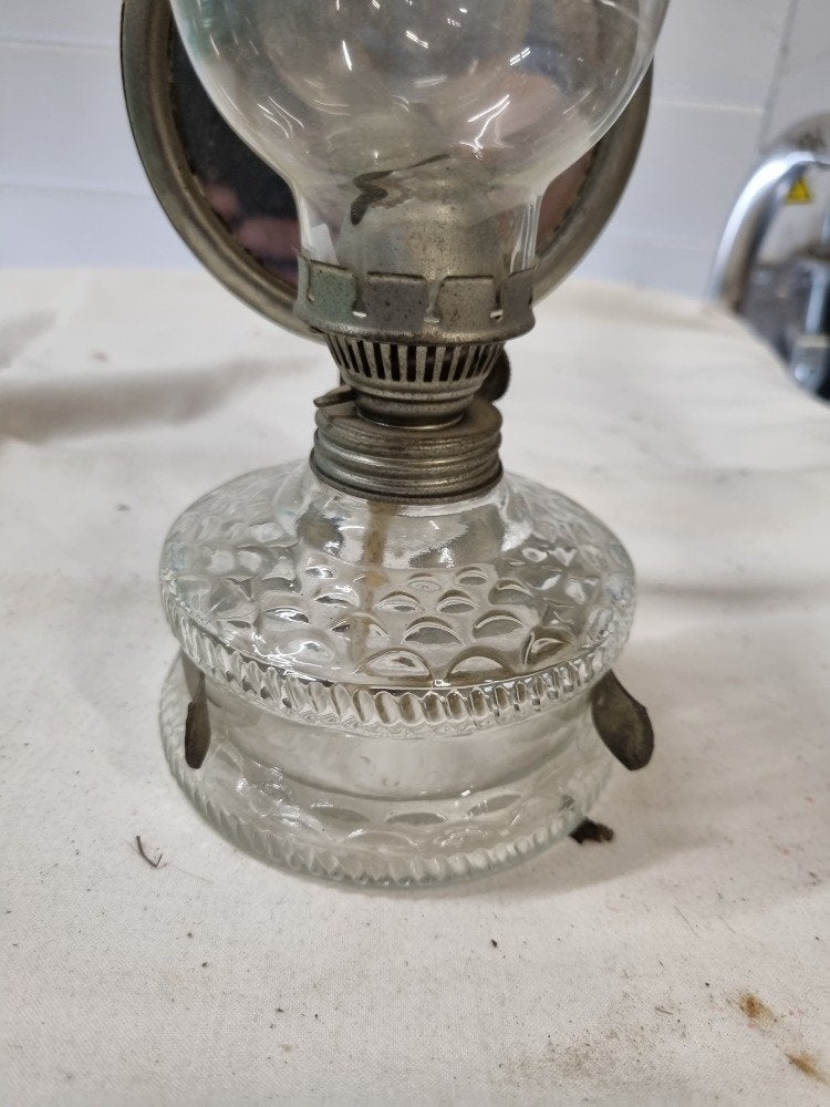 olielamp oud met spiegelscherm van glas, Ophalen of Verzenden, 'T Olde Gre-j, Info@toldegrej.nl, Endepoelstraat 20f Didam