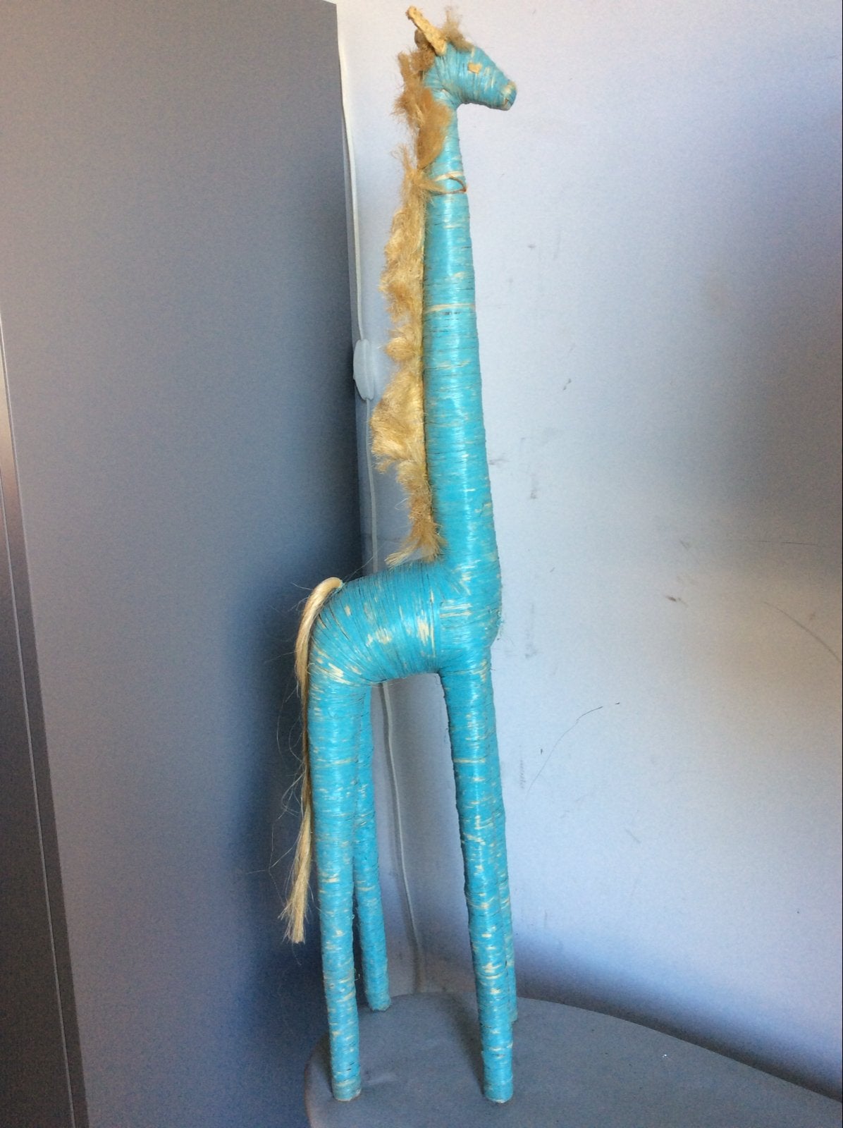 Decoratieve Giraffe van Raffia - Turkoois, Blauw, Boho, Ophalen of Verzenden, Zo goed als nieuw