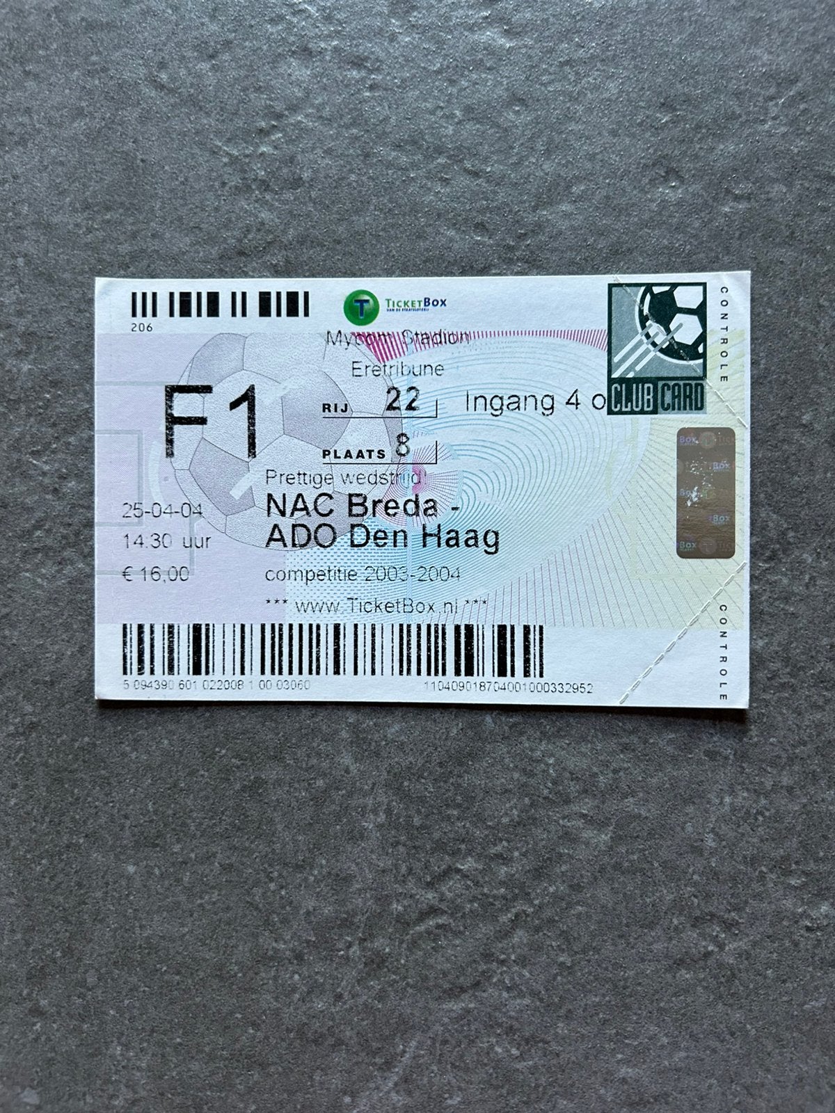 NAC - ADO Den Haag  ticket, Verzamelen, Sportartikelen en Voetbal, Ophalen of Verzenden, NAC Breda, Overige typen