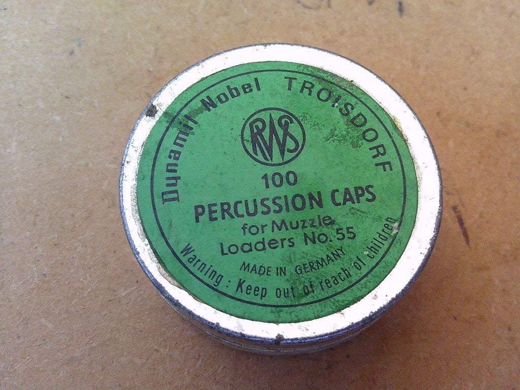 Antiek RWS percussiecap doosje met nog 36 originele caps., Verzamelen, Ophalen of Verzenden, Landmacht, Duitsland, Overige typen