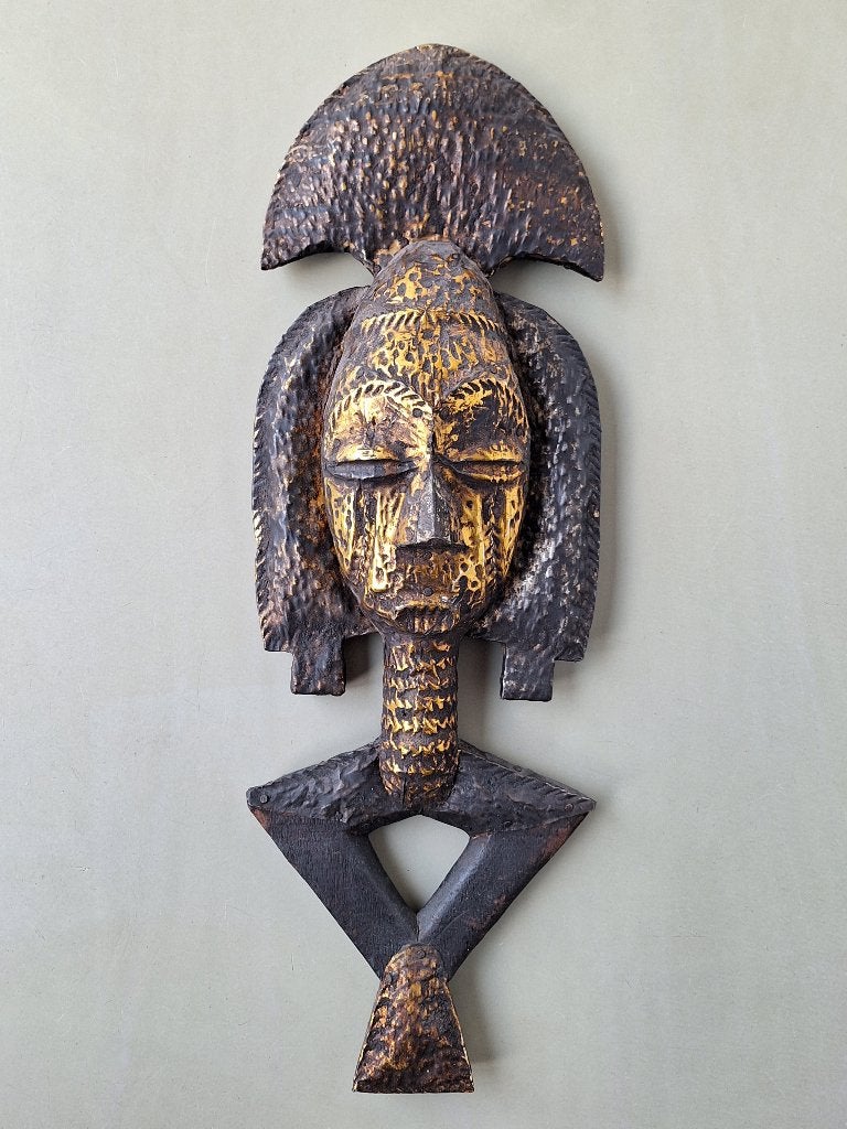 grote kota bakota reliekschrijn hout koper Gabon Afrika 69cm, Houtsnijwerk, Handgemaakt, Hout, Overige stijlen
