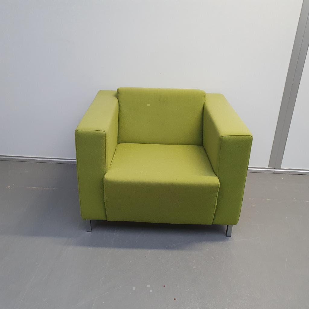 Relaxfauteuil - groene stof fauteuil stoel, Ophalen of Verzenden, Gebruikt, 75 tot 100 cm, Stof