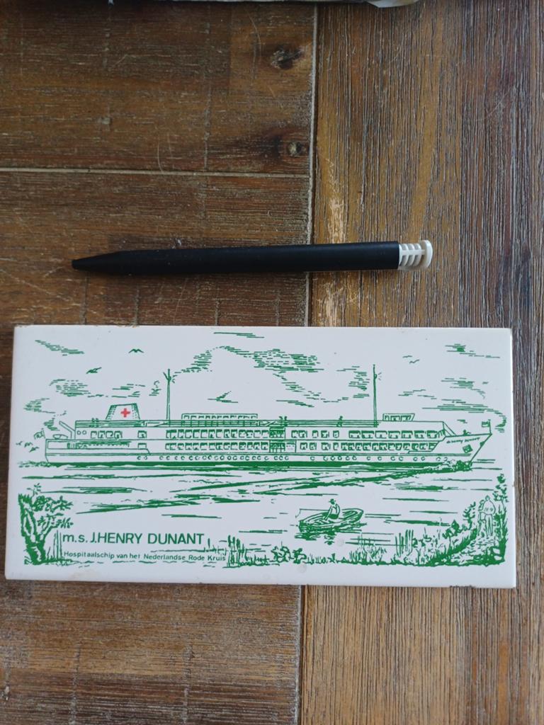Herinneringstegel m.s. J. Henry Dunant Rode Kruis, Ophalen of Verzenden