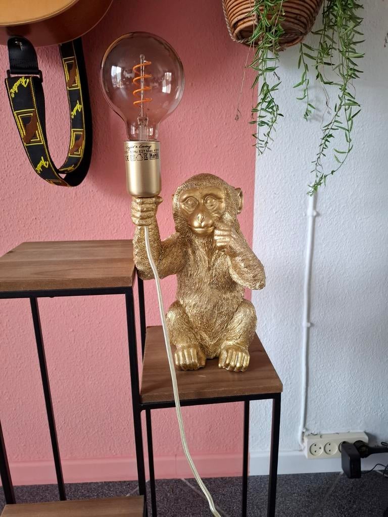 Tafellamp aap (goud), Ophalen, Zo goed als nieuw, Modern, Eclectisch, Speels