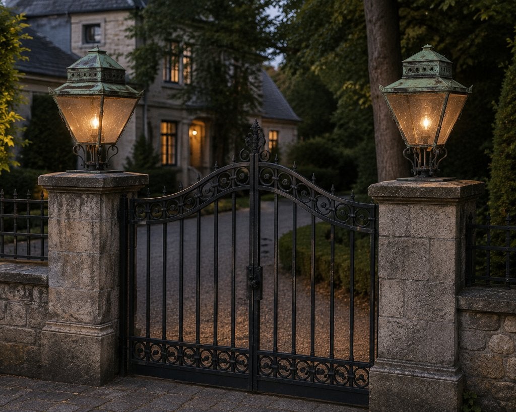 2 Antieke Lantaarns zeer fraai patina van ouderdom, Tuin en Terras, Ophalen, Overige materialen, Gebruikt, Staande lamp