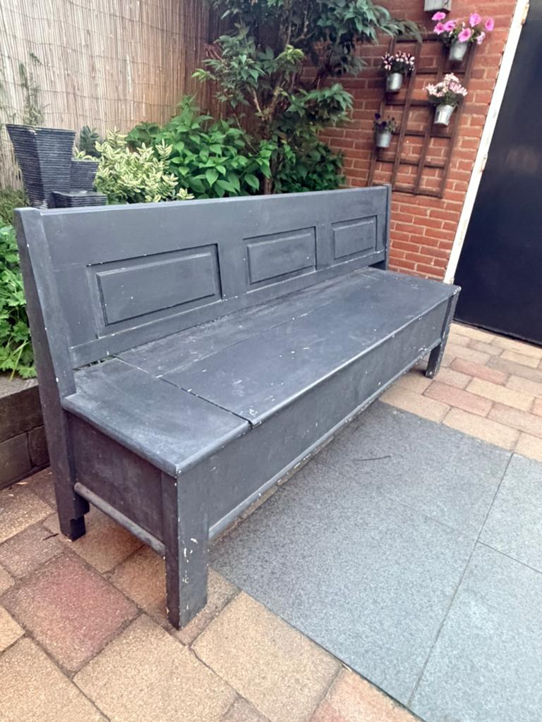 Houten klepbank, Tuin en Terras, Ophalen of Verzenden, Gebruikt, Hout