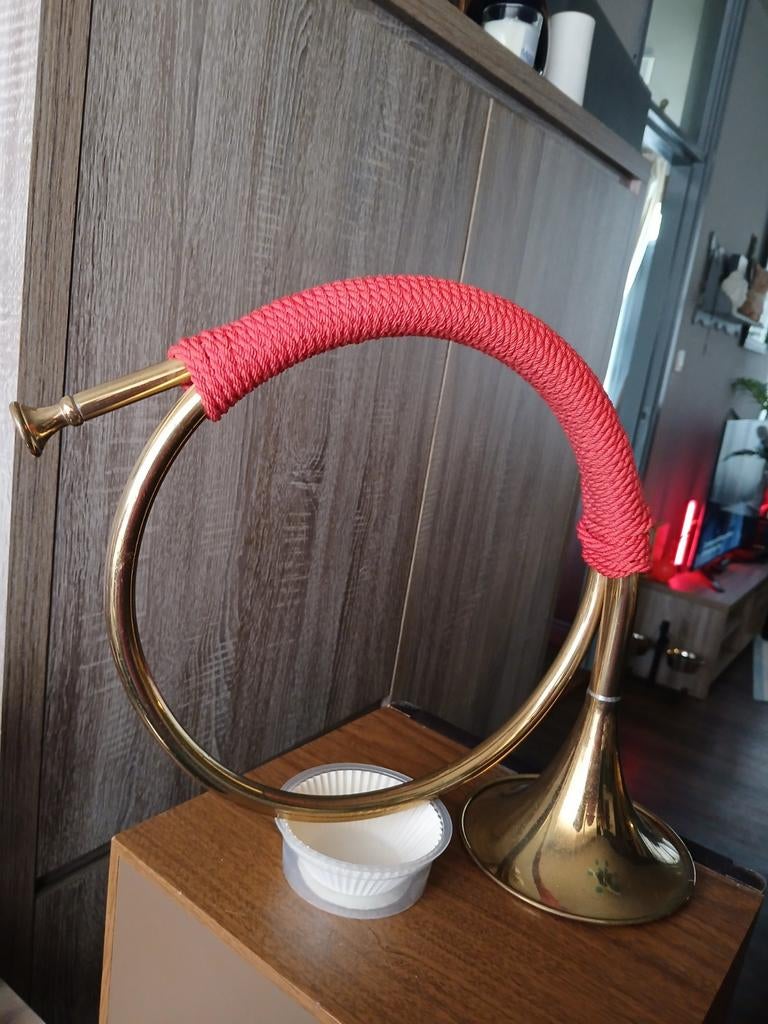 Vintage Koperen Jachthoorn / Signaalhoorn, Ophalen of Verzenden, Gebruikt, Koperblazer