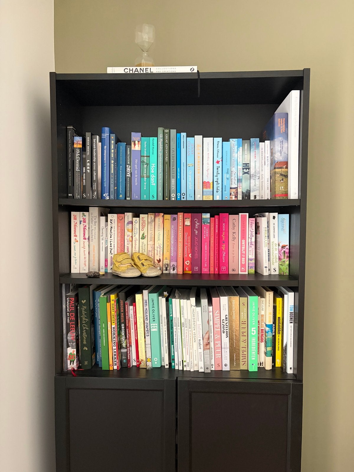 BILLY / OXBERG Boekenkast met deuren, zwart eikenpatroon, Ophalen, Gebruikt, 200 cm of meer, 50 tot 100 cm