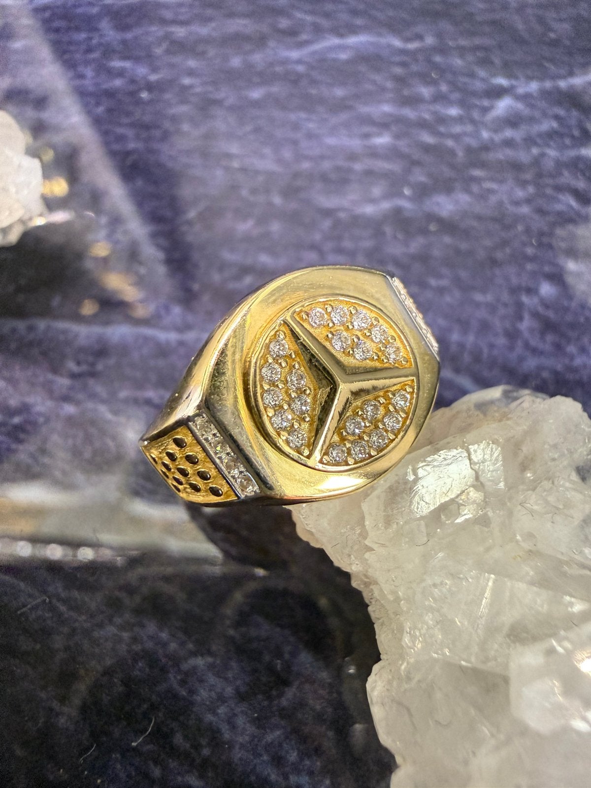 Prachtige 14 karaats gouden ring met mercedes logo ITALY, Sieraden, Tassen en Uiterlijk, Ringen, Ophalen of Verzenden, Nieuw, Goud