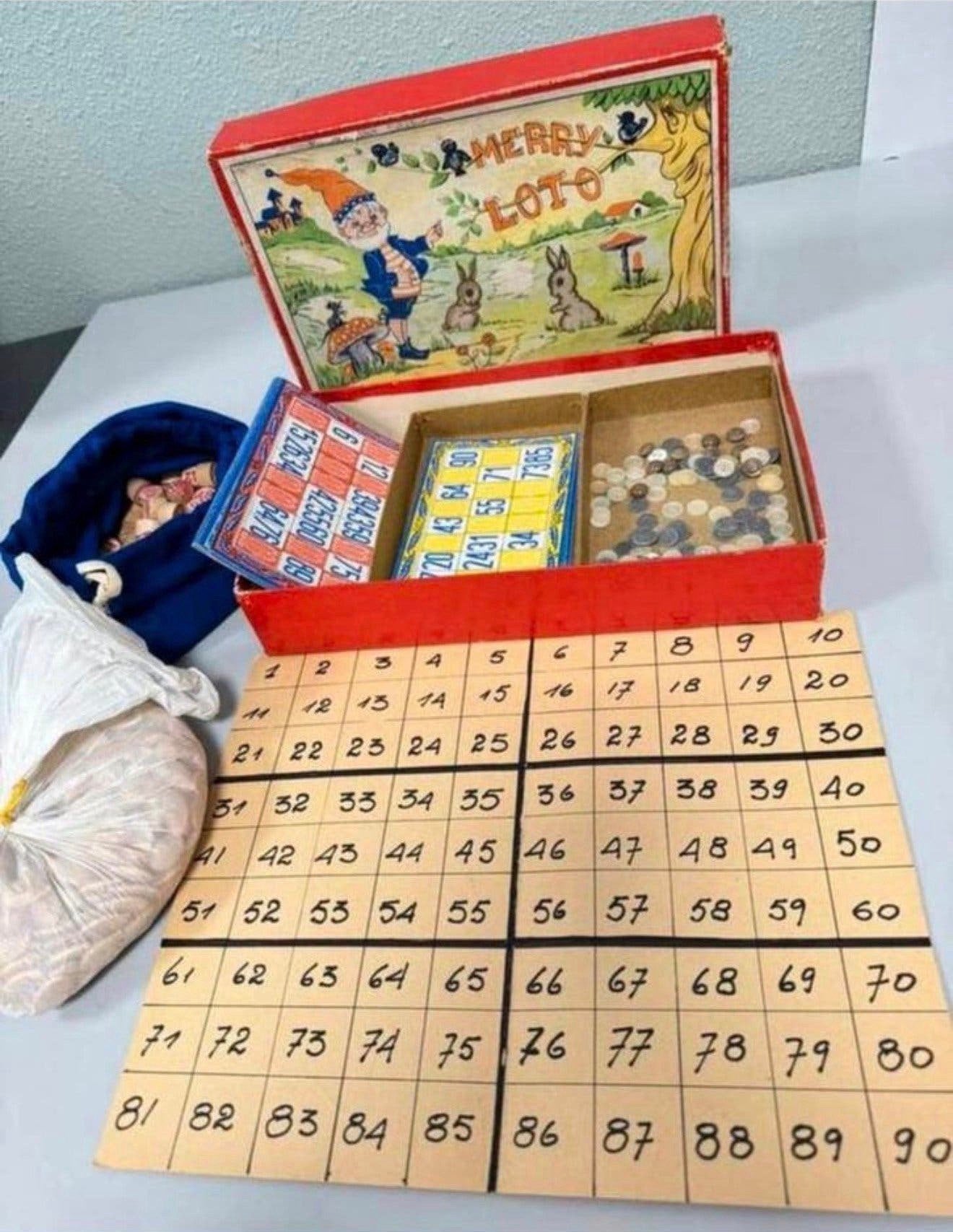 1950 antiek Vintage Bingospel, Merry Loto zeldzaam bingo, Ophalen of Verzenden