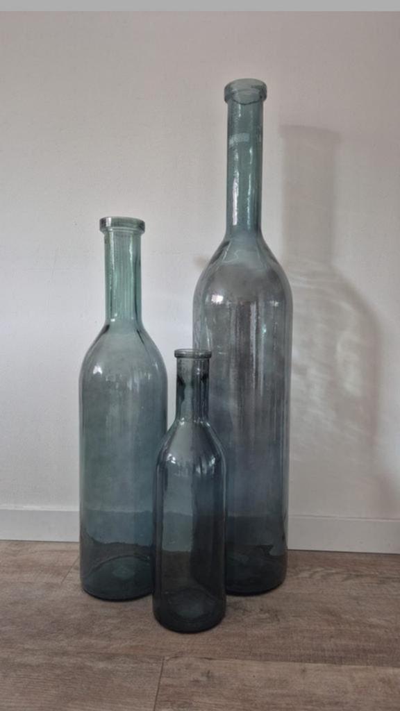 3 vazen, Overige kleuren, Ophalen of Verzenden, Minder dan 50 cm, Glas