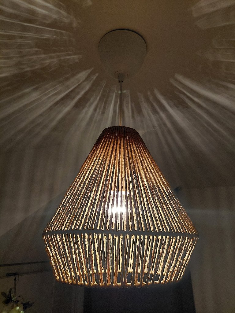 Hanglamp sisal landelijk vintage uitstraling bohemian, Ophalen, Vintage, Hanglamp, Natuurlijk materiaal